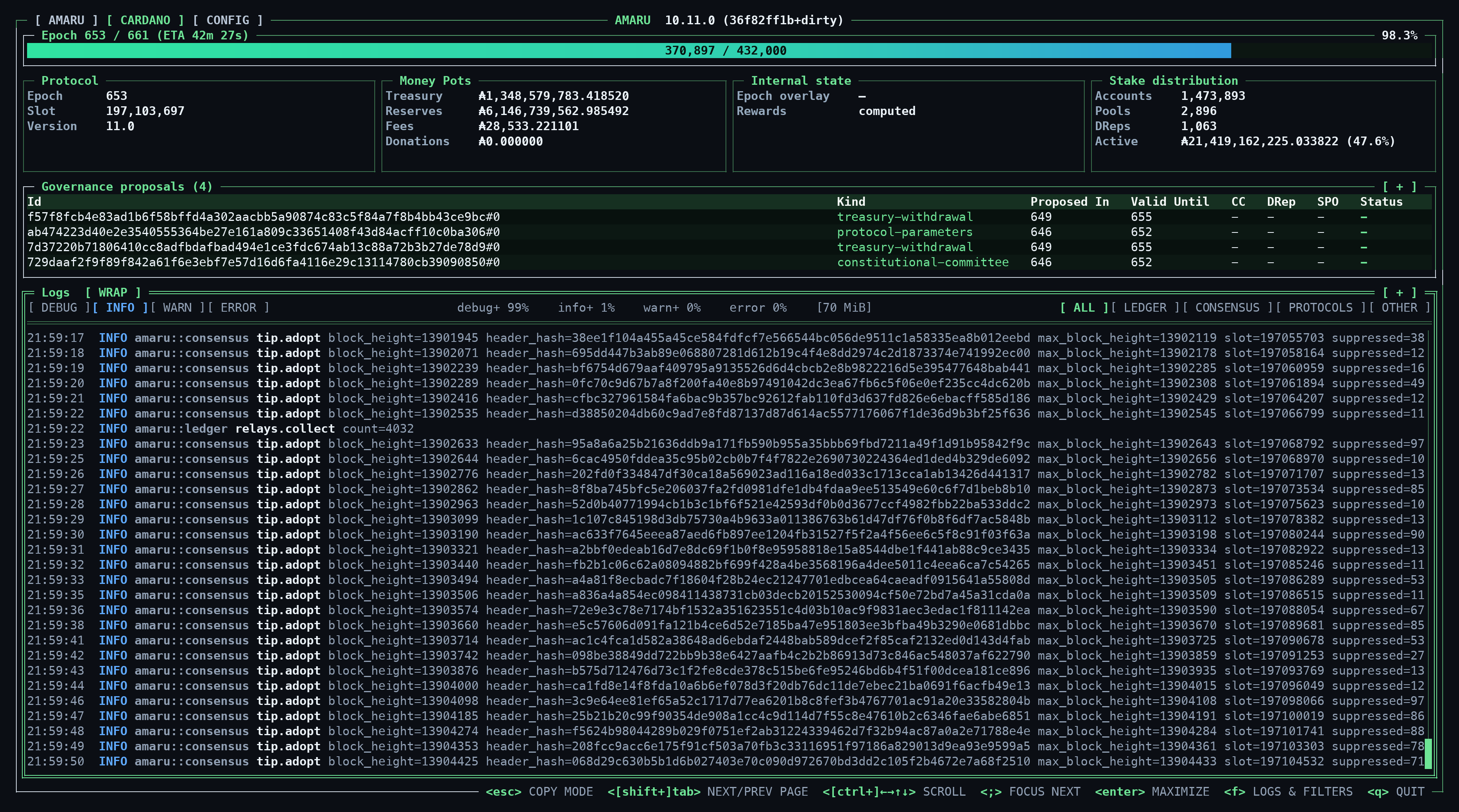 Amaru TUI Cardano page